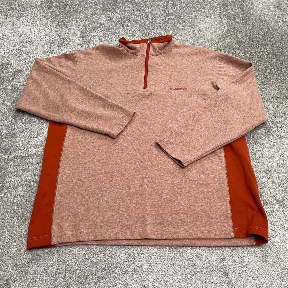 Columbia Omni Shield Schuss 1/4 Zip Sweatshirt Mens 2XL Orange Pullover Casual